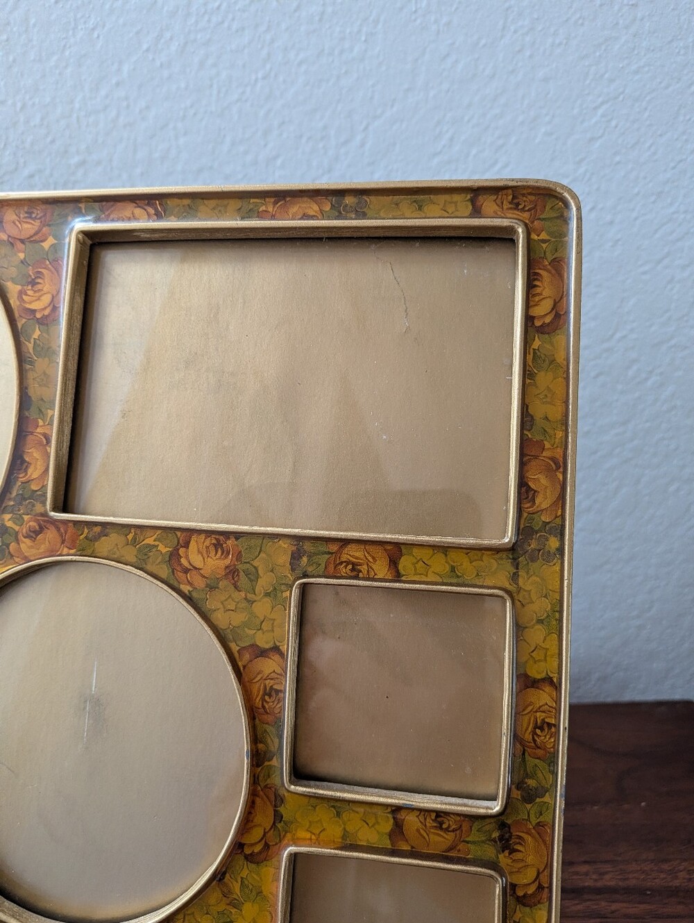 Vtg Bucklers Inc Fifth Ave NY Large Collage 8 Picture Frame Floral Enamel Yellow - Picture 6 of 15